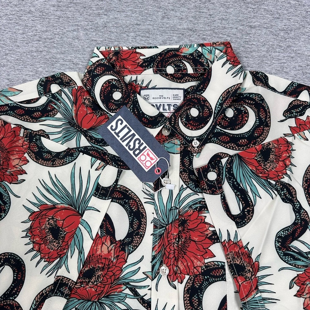 RSVLTS Shirt Mens Size XL Snake It Easy Short Sleeve Button Down Stretch NEW